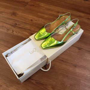 LoQ Antonia Slingback Heels - Metallic Apple Green
